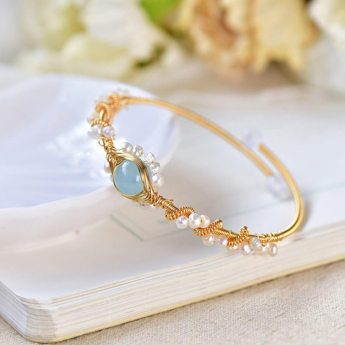 gold plated pearl bracelet for women